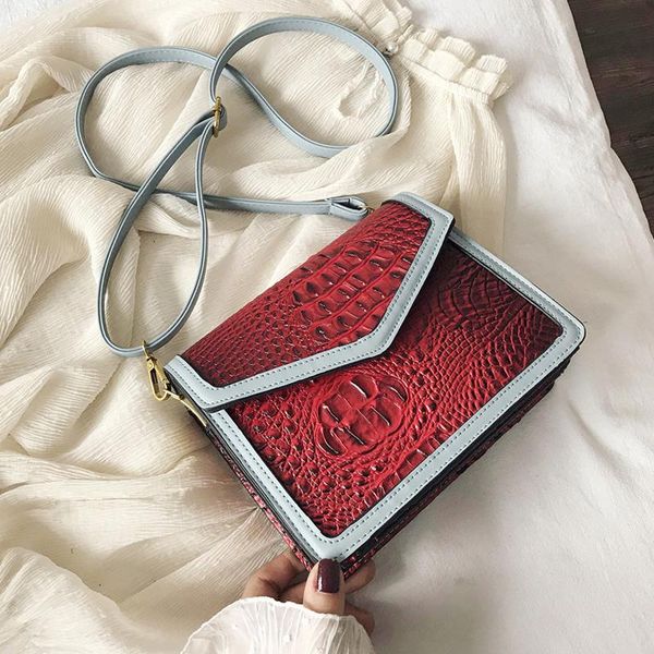 bag female 2020 new european and american crocodile pattern small square bag pu female shoulder crossbody